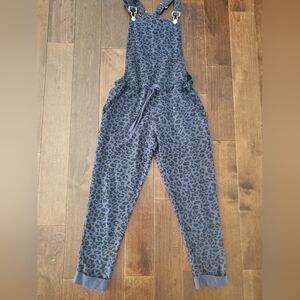 Leopard Print Overalls Sweatshirt Like Material New With Tags Size Small